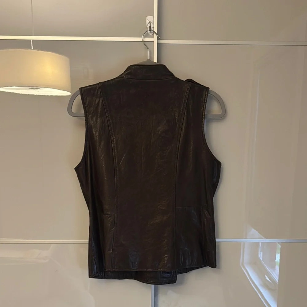 Michael Kors Vintage Brown Leather Vest - Picture 6 of 8